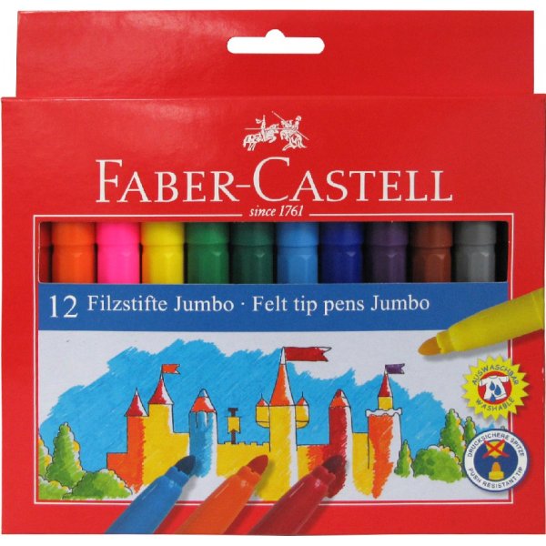 Vezelpennen Jumbo - 12 kleuren