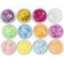 Glitterklei, gemengde kleuren, 12x5 ml