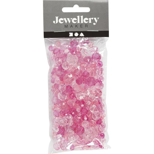 Harmony kunststof facetkralen - gemengd - roze - 45 gr