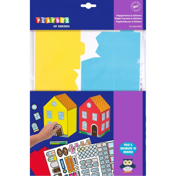 Papieren huisjes en stickers