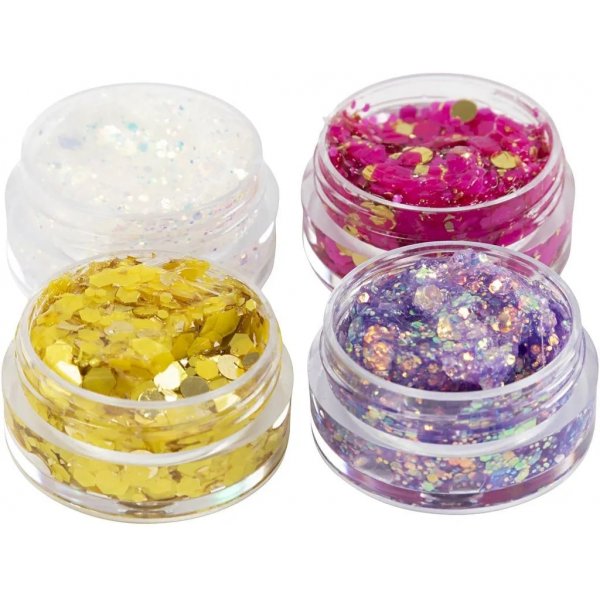 Glitterklei, gemengde kleuren 4x5 ml