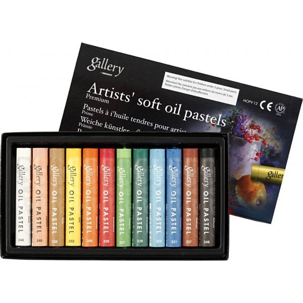 Gallery oliepastelkrijtjes premium - gemengde kleuren - 12 st