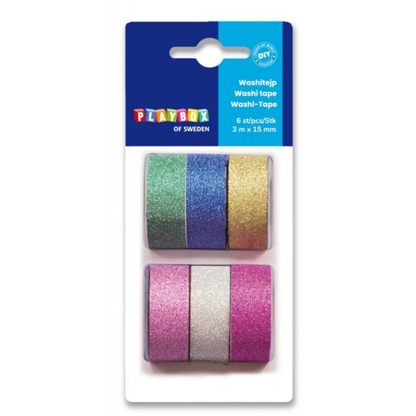 Washitape Effen Glitter 6-pack