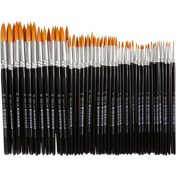 Gold Line penselen - nr. 1+2+4+8+12+18+22 - rond - 7 x 12 stuks Gold Line penselen - nr. 1+2+4+8+12+18+22 - rond - 7 x 12 stuks