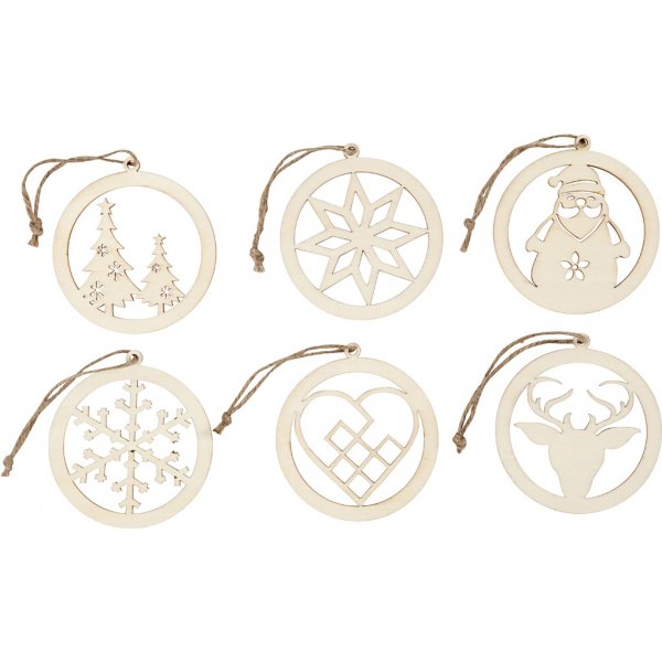 Kerstversiering met ophangkoord - Ø8 cm - 6 st Kerstversiering met ophangkoord - Ø8 cm - 6 st