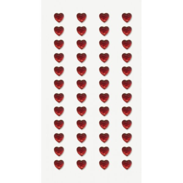 Stickers met strass steentjes - Mini hartjes - rood