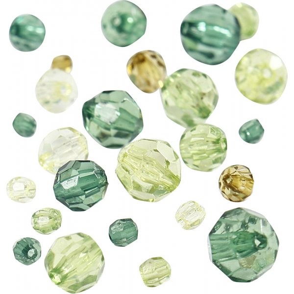 Harmony kunststof facetkralen - gemengd - groen - 45 gr Harmony kunststof facetkralen - gemengd - groen - 45 gr