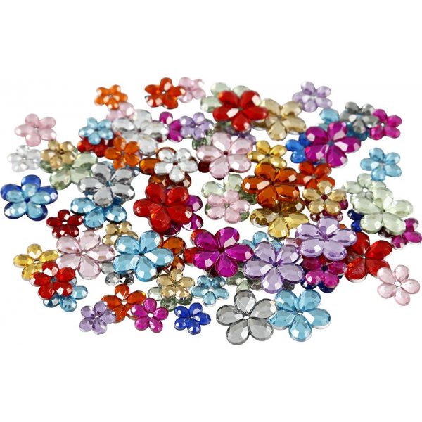 Strasstenen - gemengde kleuren - 6+10+12 mm - 252 st