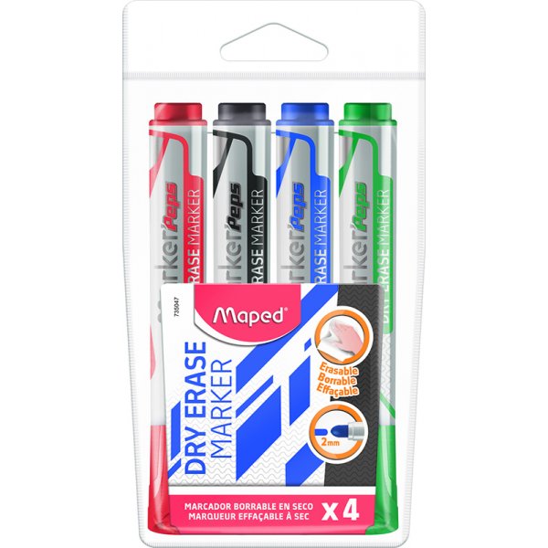 Whiteboardpennenset - Maped - Bullet 2mm 4-pack