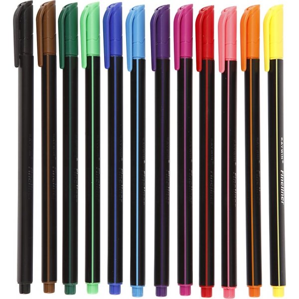 Colortime Fineliner Marker - gemengde kleuren - 12 st
