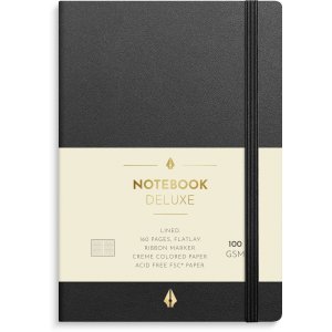 Notitieboek Deluxe A6 zwart gelijnd