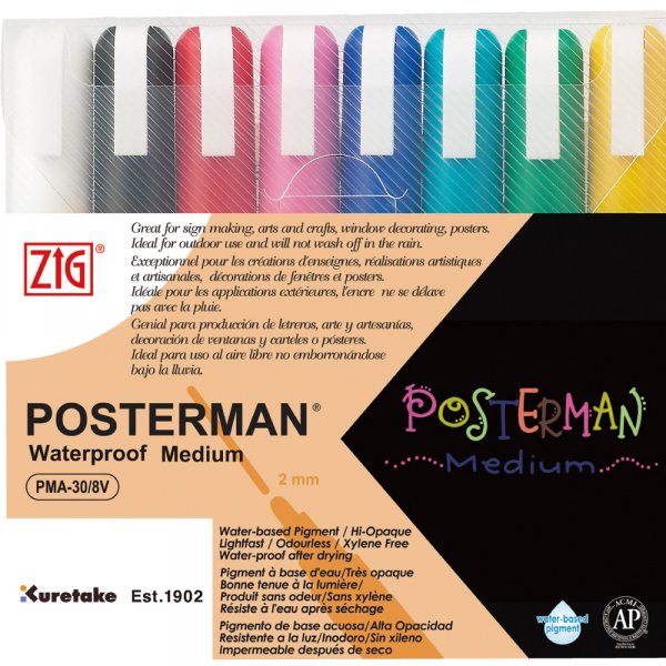 Markeerstift ZIG Posterman 2mm - 8 kleuren