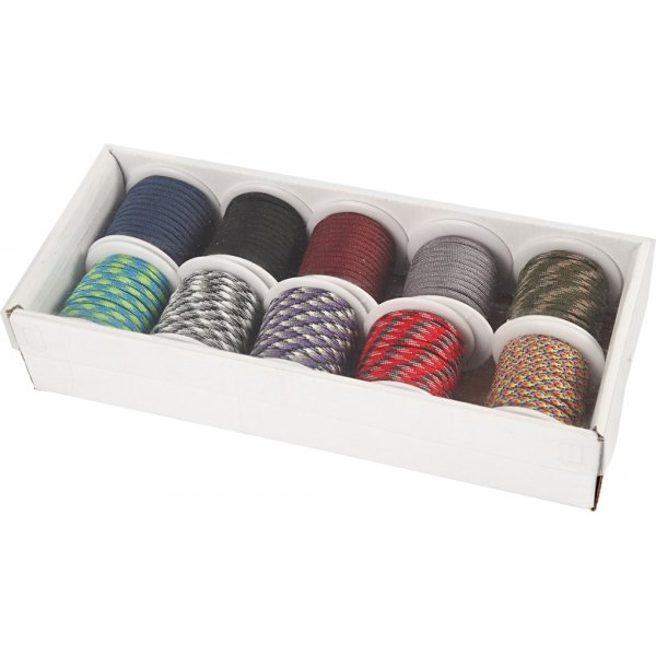 Stropdaskoord - gemengde kleuren - 10 x 10 m