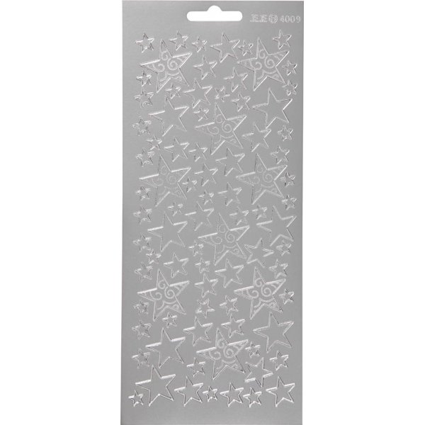 Stickers - zilver - sterren - 10 x 23 cm