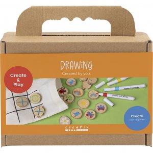 DIY-pakket met tekenmaterialen, spelletjes, memoryspel en match-3 met gemengde kleuren. DIY-pakket met tekenmaterialen, spelletjes, memoryspel en match-3 met gemengde kleuren.