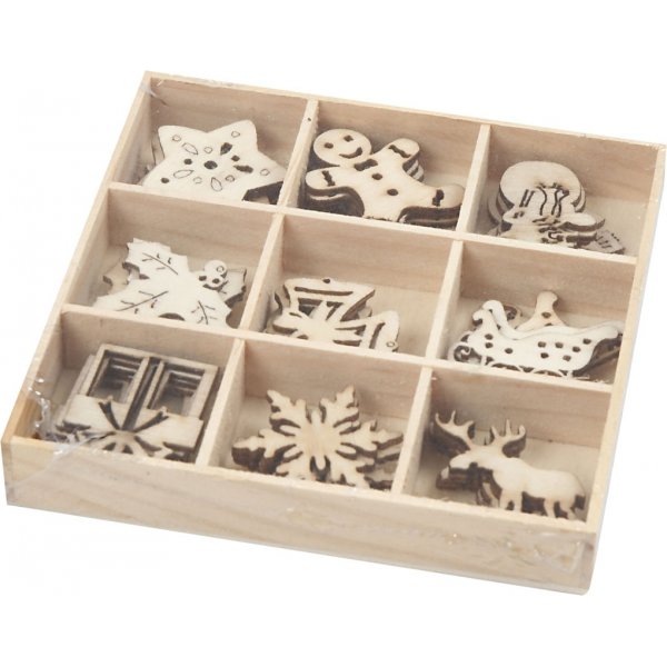 Houten decoraties - Kerstmis - 45 st Houten decoraties - Kerstmis - 45 st