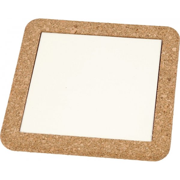Onderzetters met kurkframe - wit - 2 st