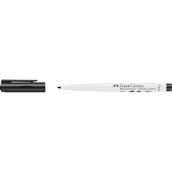 Textielmarkeerpen - Faber-Castell - Waszwart - Ronde punt Textielmarkeerpen - Faber-Castell - Waszwart - Ronde punt