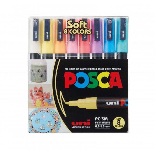Uni Posca PC-3M - 8 zachte kleuren
