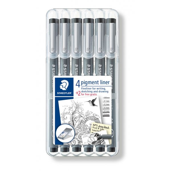 Pigmentliner Zwart - 6 stiften