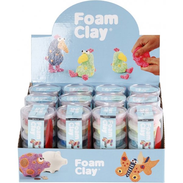 Foam Clay - glitterkleuren - metallic kleuren - 12 sets