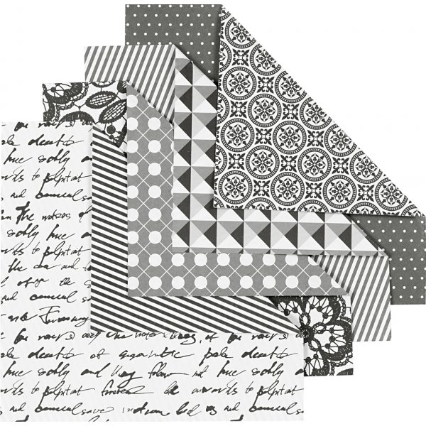 Origamipapier - zwart/wit - 15 x 15 cm - 50 vellen