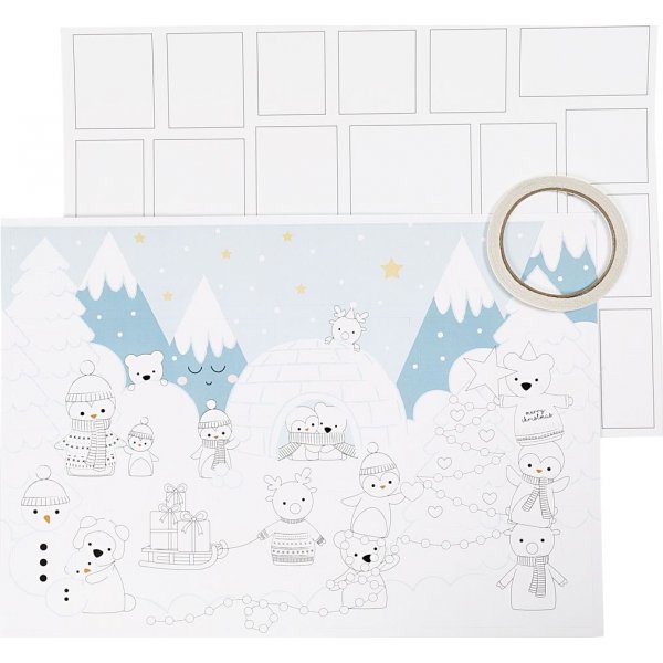 Kartonnen kerstkalender - wit - 3 st
