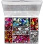 Strasstenen in doosje - blauw - roze - zilver - rond - sterren - hartjes - 6+7+9+10+11+12+14+16 mm - 300 st