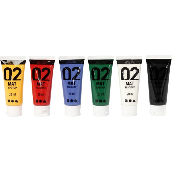 Schoolverf - Acryl - standaardkleuren - mat - 6 x 20 ml Schoolverf - Acryl - standaardkleuren - mat - 6 x 20 ml