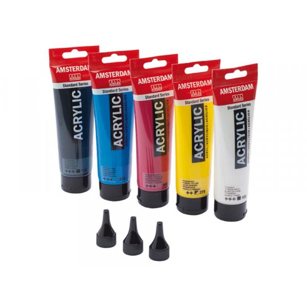 Acrylverfset Amsterdam met spuitmondjes