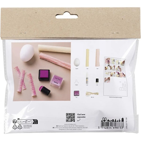 Mini DIY Kit Crêpepapier, lichtroze, lichtgeel, Eieren Mini DIY Kit Crêpepapier, lichtroze, lichtgeel, Eieren