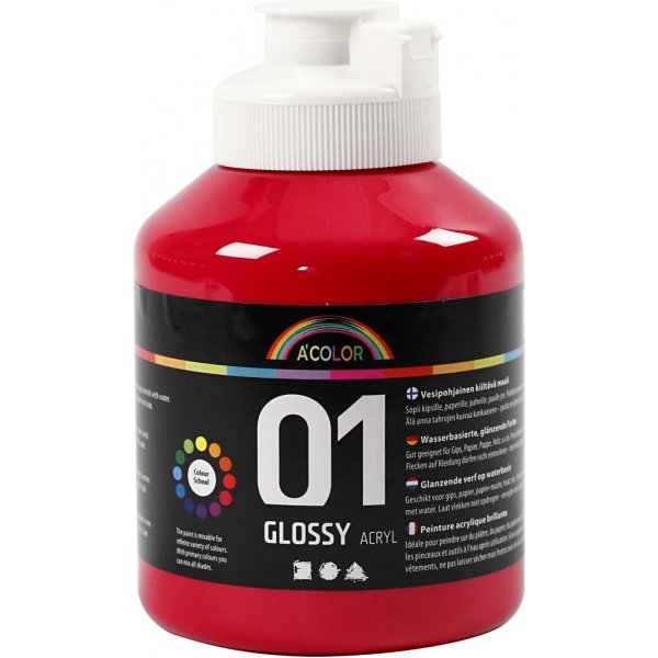 Schoolverf - Acryl - primair rood - glanzend - 500 ml Schoolverf - Acryl - primair rood - glanzend - 500 ml
