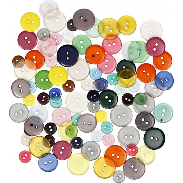 Knoopmix - 2 gaten - gemengde kleuren - 100 st