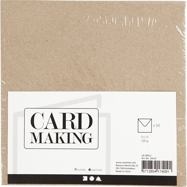 Gerecyclede envelop - naturel - 16 x 16 cm - 50 st Gerecyclede envelop - naturel - 16 x 16 cm - 50 st