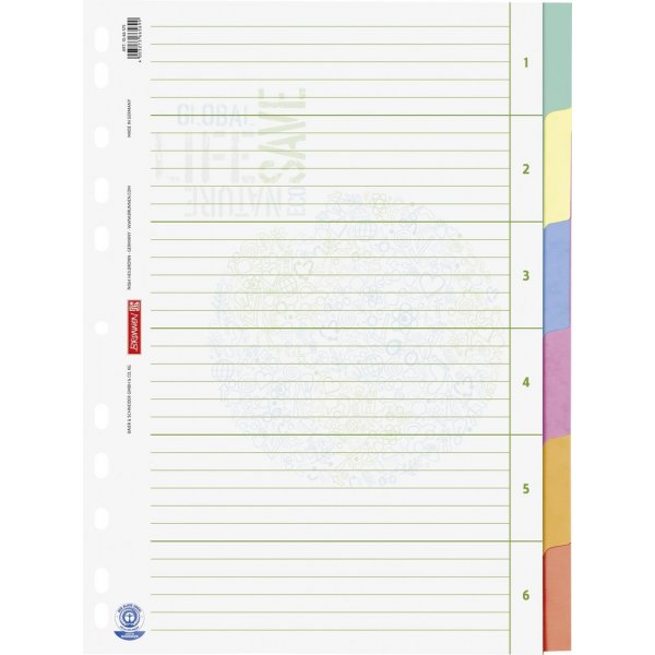 Index tot ringband - 6 tabs - Milieu (A4)