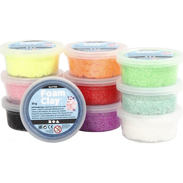 Foam Clay® - gemengde kleuren - glitter - 10 x 35 gr Foam Clay® - gemengde kleuren - glitter - 10 x 35 gr