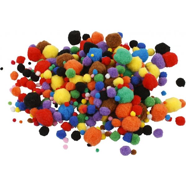 Pompons - gemengde kleuren - 42 gr