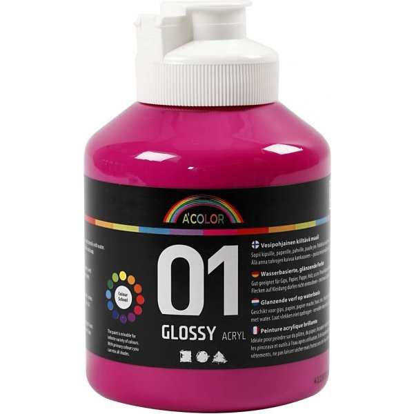 Schoolverf - Acryl - roze - glanzend - 500 ml Schoolverf - Acryl - roze - glanzend - 500 ml
