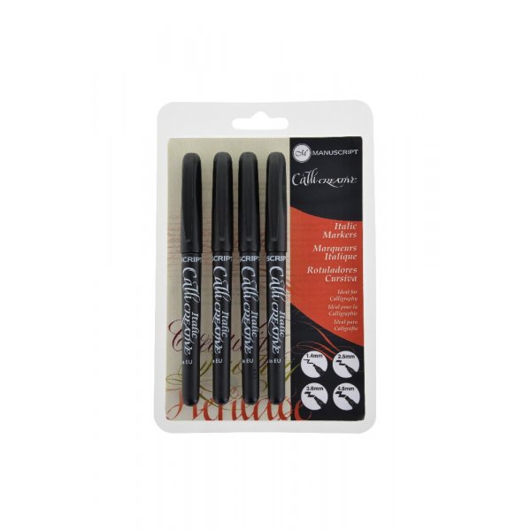 Kalligrafiemarkers Zwart 4-pack - Fijn, Medium, Breed en Extra Breed