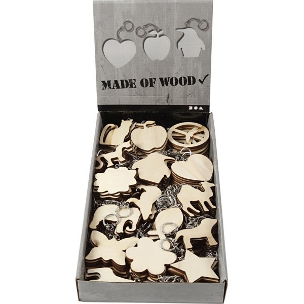 Sleutelhanger met houten bordje - 128 st Sleutelhanger met houten bordje - 128 st