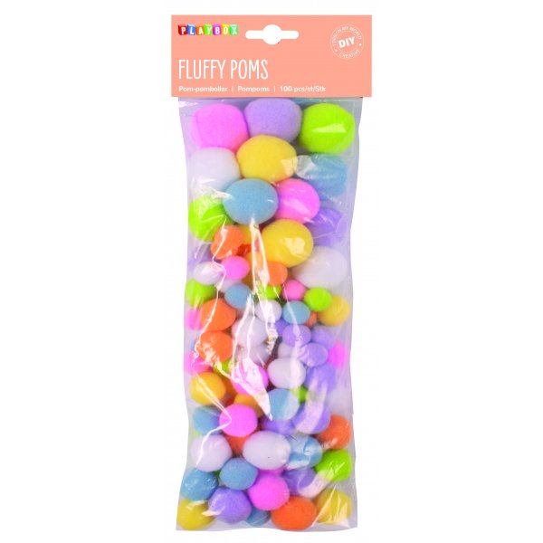 Pompon pastelkleuren 100 st