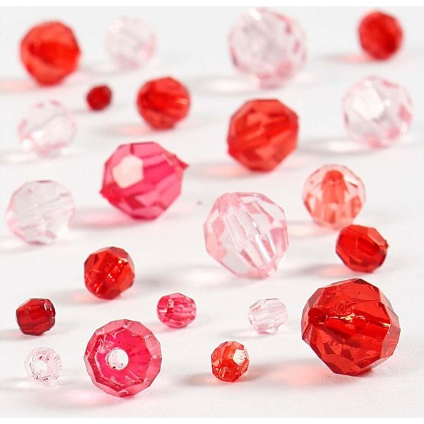Harmony gefacetteerde kunststof kralen - gemengd - rode harmonie - 45 gr