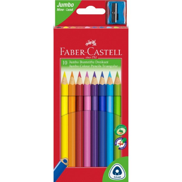 Kleurpotloden Jumbo Triangle - 10 kleuren