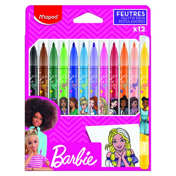 Vezelpotloodset - Maped - Color'Peps "Long life" 12 wasbare potloden met Barbie-motief