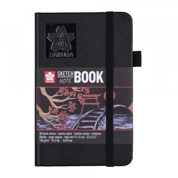 Schetsboek Sakura 140g 80 vellen - Zwart papier