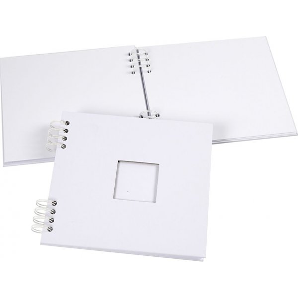 Plakboek met spiraal - wit - 20 x 20 cm
