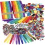 Glitter en houten stokjes - gemengde kleuren