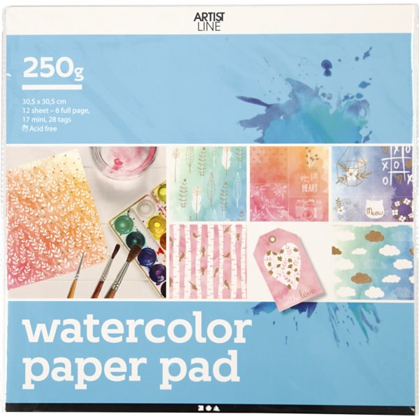 Kleurblok voor aquarel - wit - 12 vellen Kleurblok voor aquarel - wit - 12 vellen