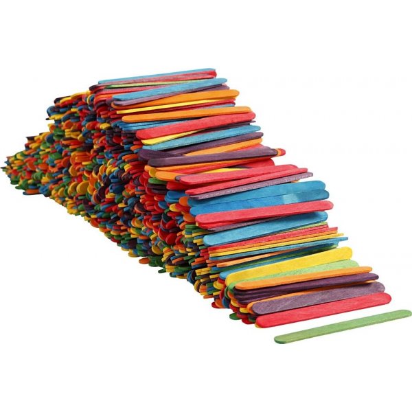Houten stokjes - gemengde kleuren - 1000 st