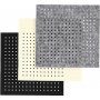 Vilt met gaten - zwart - grijs - gebroken wit - 3 x 4 vellen
